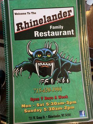 Front of menu.. love the Hodag!