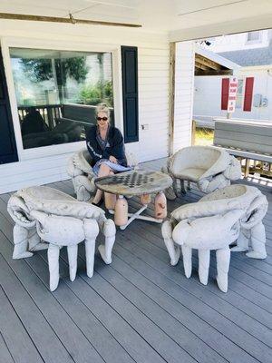 Love the front porch and crabby chairs