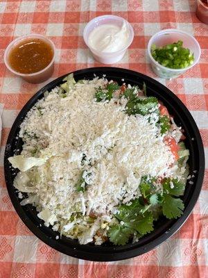 Vegetarian bowl with queso