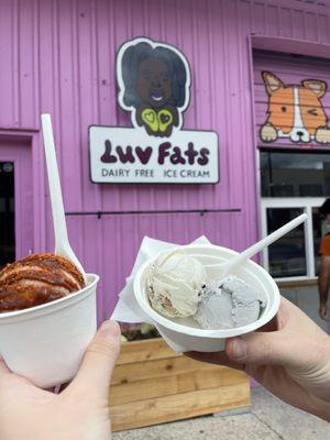 Cucumber lime sorbet with tajin and chamoy Vanilla sky and vanilla buckeye