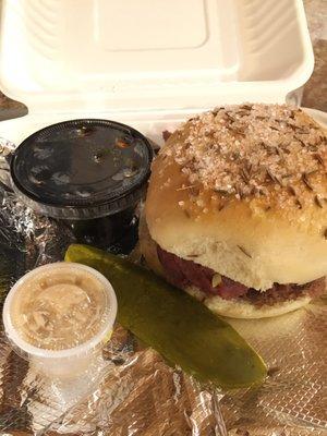 Yummy take-out beef on weck.