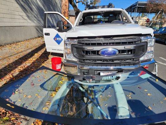 Ford F250 New Windshield replacement in Davis.