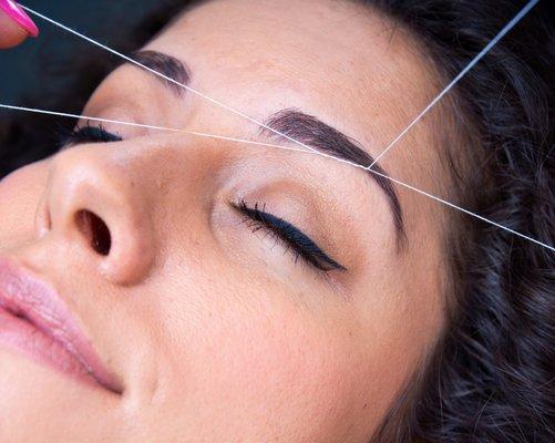 Threading allows to get more defined and precise shape and can create better definition for eyebrows. 
It is ideal for any skin type!