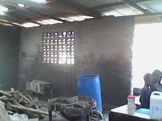 Walls being completed on orphanage kitchen....