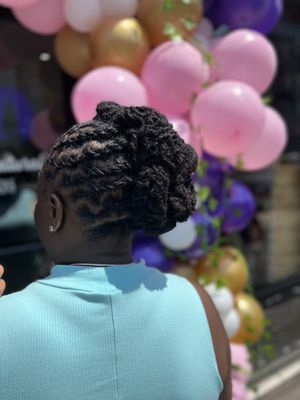 Locs updo style