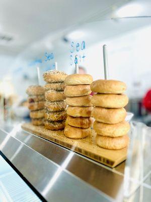 Stacks of their epic bagels ready to blow your mind!!!