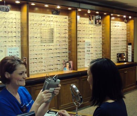 Our friendly staff is experienced and can advise you on your eyeglass needs. We can help you pick the perfect pair for you!