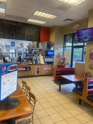 View of front counter and menu