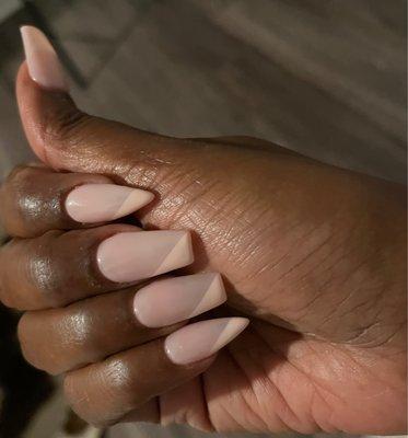 Coffin\ stiletto shaped nails. Full set w/ gel polish.