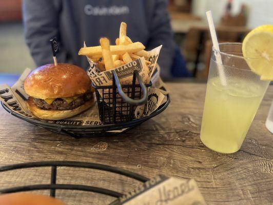 Plain Cheeseburger, fries fresh make lemonade (lunch special)