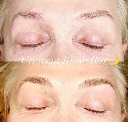 Subtle eyebrow microblading at crescent brow bar