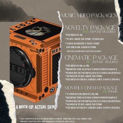 These are some of the video packages we offer