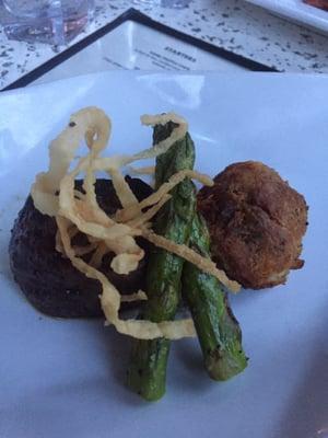 Filet and crab cake