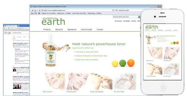 This organic skin care company was one of our first customers. You can see all our work at their web site: www.MadefromEarth.com