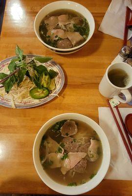 Medium pho with rare steak and meatballs