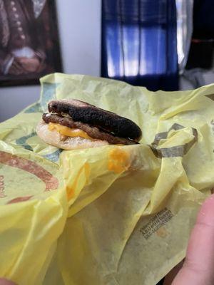 My Sausage McMuffin bread was burnt.