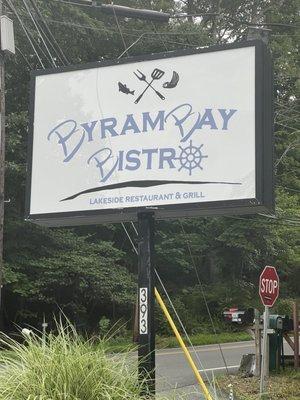 Sign outside the restaurant