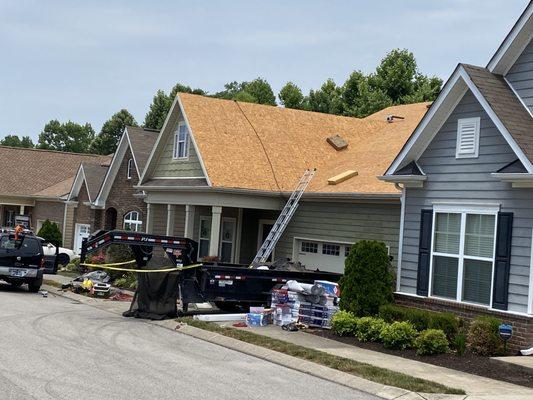 Noon and ready to start the new roof.