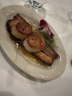 Scallops and pork belly appetizer