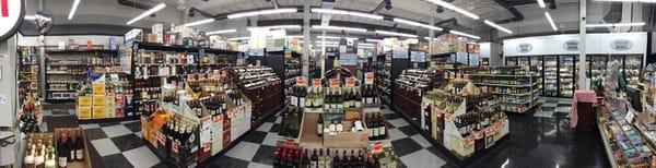 Panorama of the store, liquor/wine/beer from left to right.