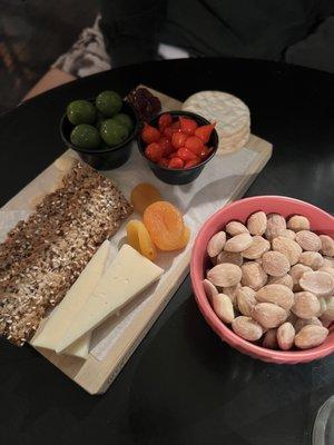 Cheese board and truffle almonds