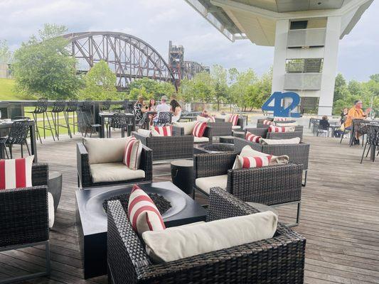 Patio seating overlooking the Arkansas River!