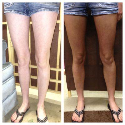 Before & After a spray tan at Northern Lights Sunless Express