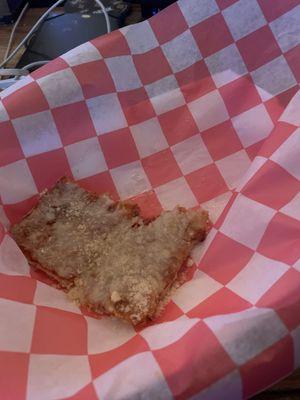 half of a cheese pizza slice