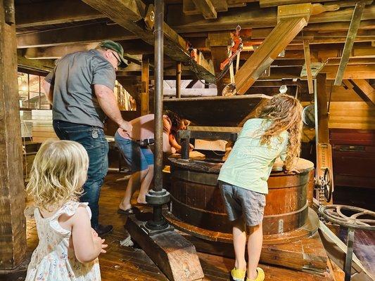 Allowing the kids to assist in getting the mill ready