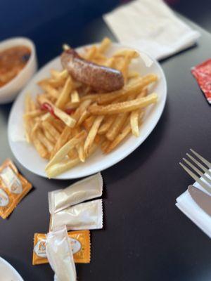 Too salty sausage & fries