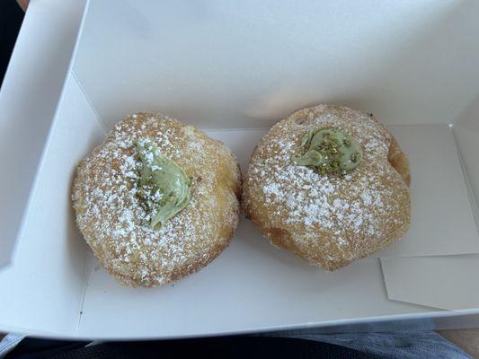 Pistachio brioche donuts