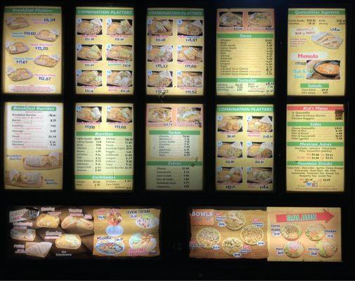 Drive thru menu