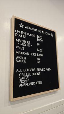 Menu and prices November 2024