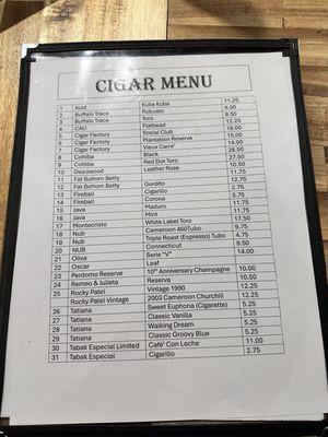 Cigar Price List - current