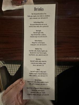 Mix Drink menu