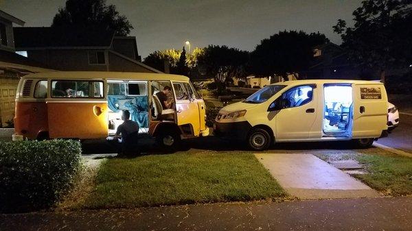 Late night rekey! New van meets old!