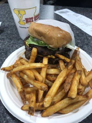 Double patties and Cajun fries