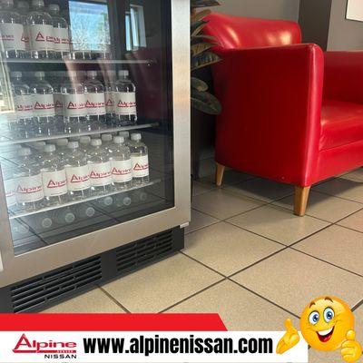 Alpine Nissan of Denver Service waiting area, Ice cold water for those hot summer days!