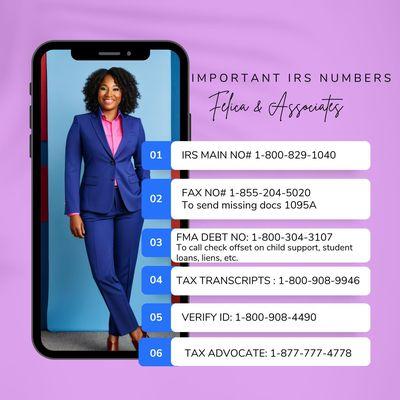 Important Numbers during tax season