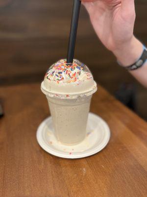 Cinnamon coffee milkshake with sprinkles