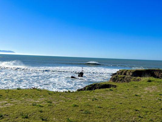 King tide swallowing the Point Estero shipwreck Jan 2023!