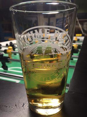 Foosball through beer glass..