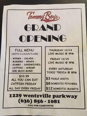 Grand Opening of Tommy Boy's