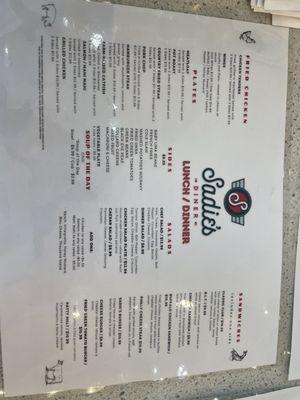 Diner menu