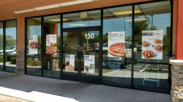 We had to strip old security film off the windows at this new Pizza Guys Location this is it right before we go lay the new film