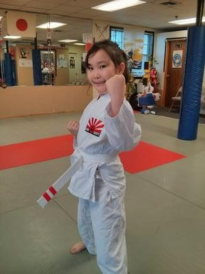 Josie, white belt, six years old.