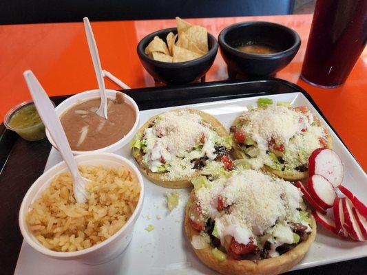 Carne asada sopes combo $14.50