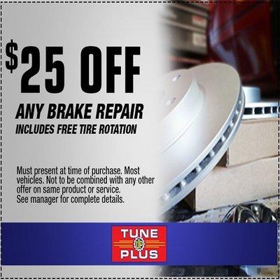 $25 OFF BRAKES & FREE TIRE ROTATION