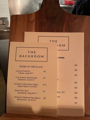 Drink menus