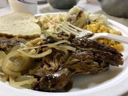 Muskrat , potatoes, corn and slaw